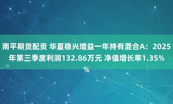 南平期货配资 华夏稳兴增益一年持有混合A：2025年第三季度利润132.86万元 净值增长率1.35%