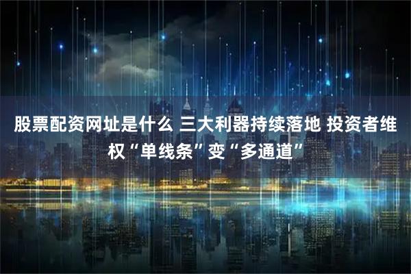 股票配资网址是什么 三大利器持续落地 投资者维权“单线条”变“多通道”